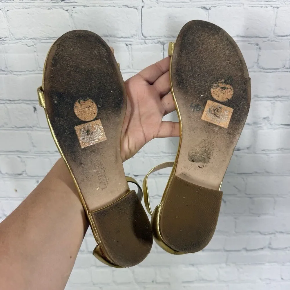 Lauren Ralph Lauren Sandals Womens 9.5 Gold Chain Preppy Dress Party Shoes